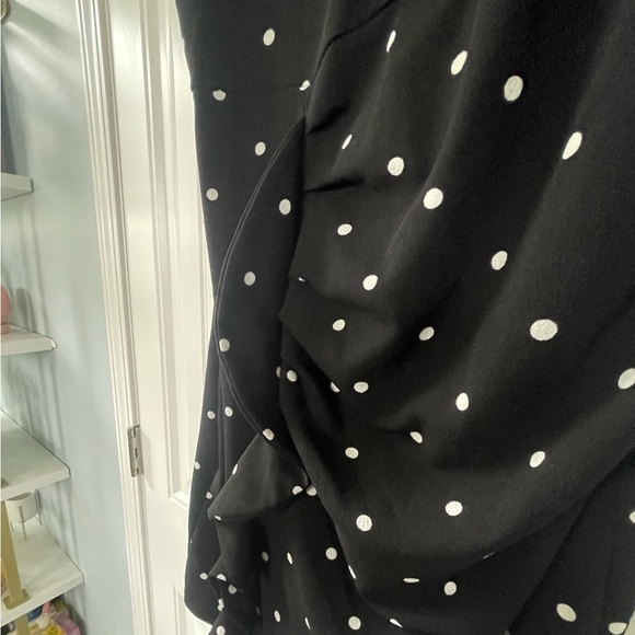 🆕 SHEIN Black Midi Dress with White Dots - Picture 6 of 7
